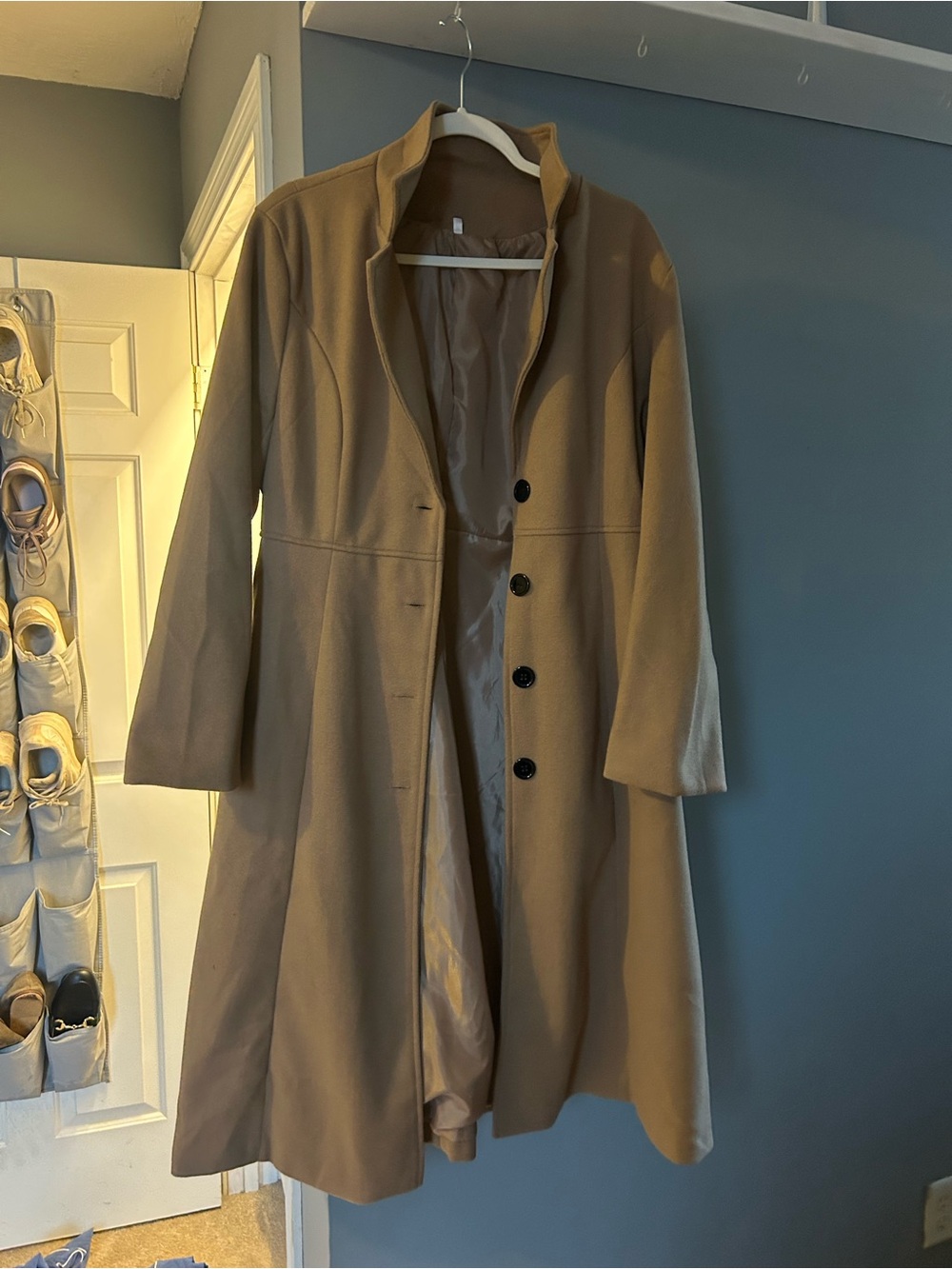 Amazon Women's Camel Trench Coat with Button Front